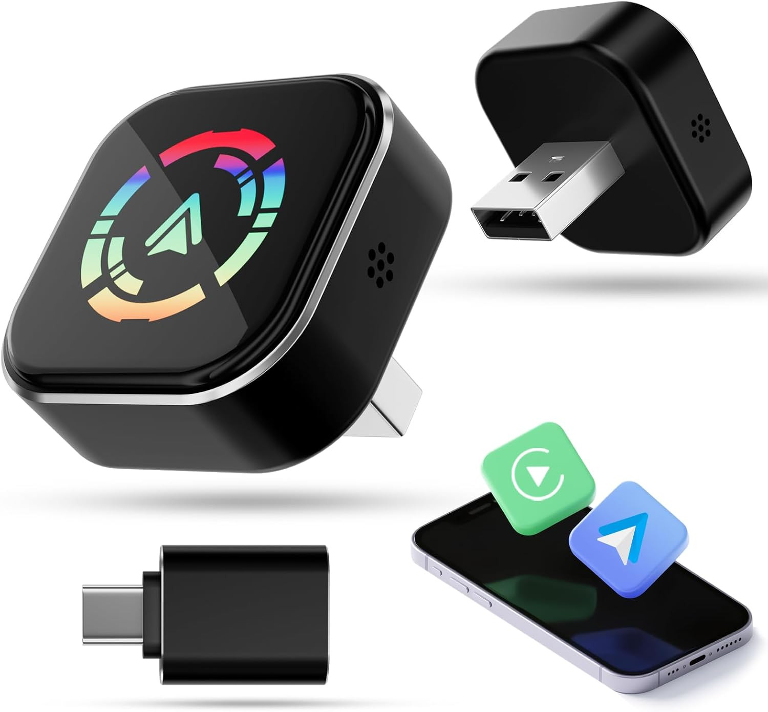 Mini Adattatore Wireless 2 in 1 per Auto | CarPlay & Android Auto