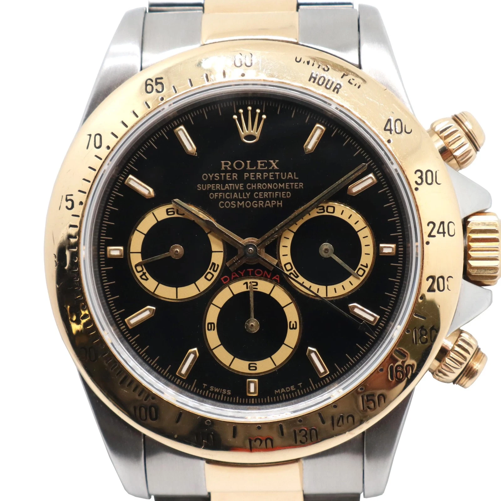 1991 Vintage Rolex 16523 Zenith Daytona Black Dial Steel 18K Yellow Gold Watch