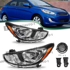 Pairs Halogen Headlights Assembly For 2012-2014 Hyundai Accent Sedan Headlamps