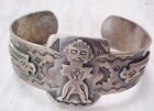 FAB FRED HARVEY ERA SILVER CUFF T-BIRDS. KACHINA WHIRLING LOGS, SUNS,ARROWS-NR — photo 1