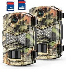 Trail Camera 2 Pack 30MP 1080P HD - Game Camera with 32GB SD Card, Fast Trigg...