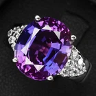 925 Sterling Silver White Gold Rings Gleaming Lavender Violet Sapphire 6.05Ct