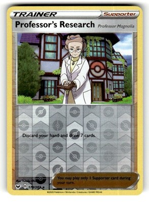 Professor's Research (Professor Magnolia) 178/202 SWSH Reverse Holo Pokemon LP