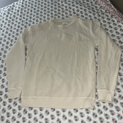 Goodlife Men s Medium Sweatshirt Terry Crew Neck Long Sleeve Cream USA Hole