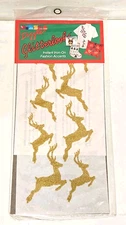 Instant Iron On Fashion Accent Decals Christmas Gold Reindeer Craft Holiday Deer