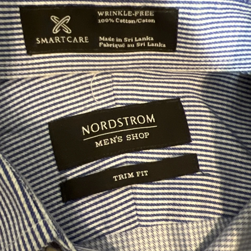 Nordstrom Dress Shirt Men’s Size 14 1/2-33-33 Blue 100% Cotton Button-Up - Изображение 2 из 2