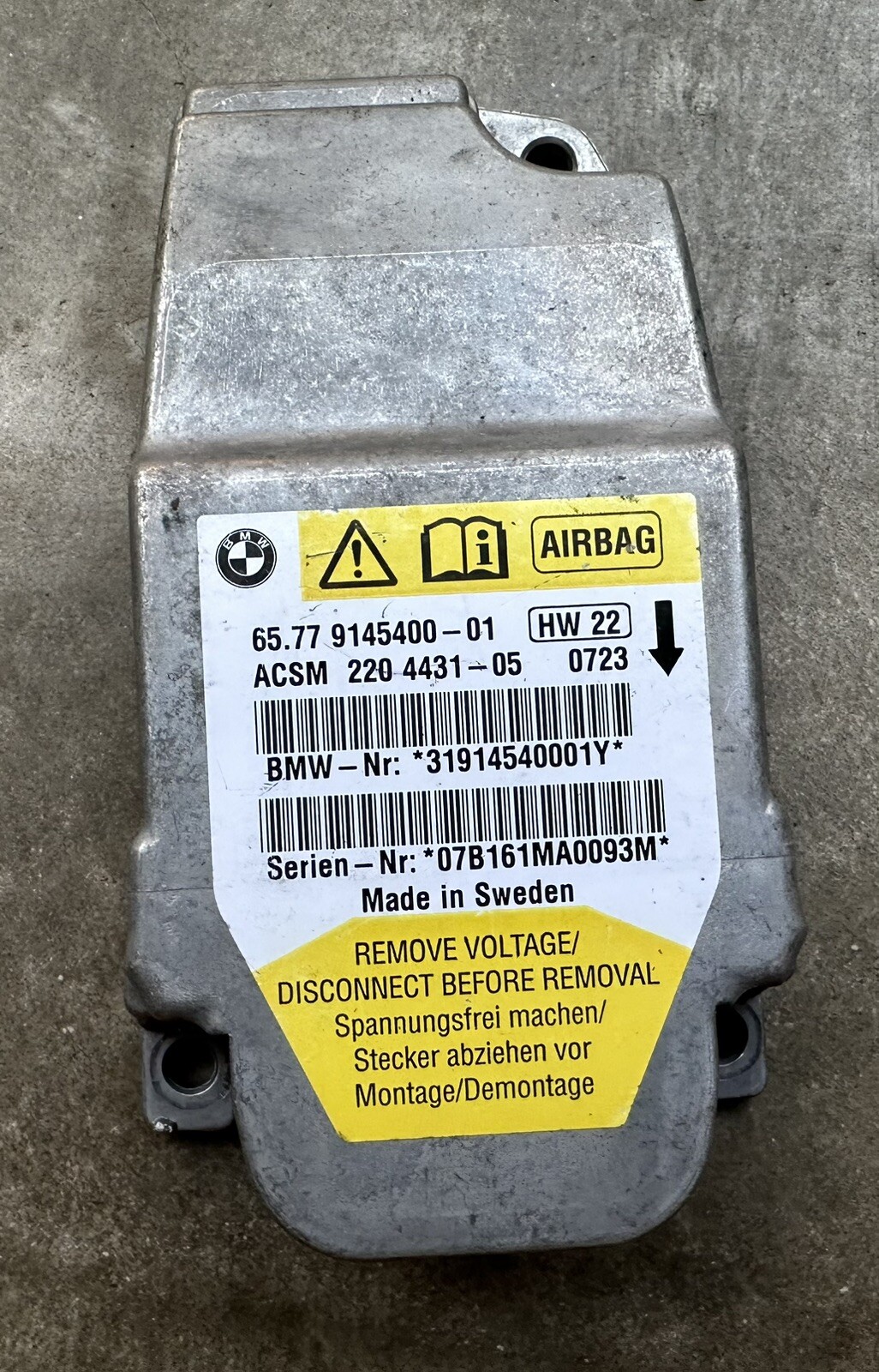 BMW Air Bag Module 65.77 9145400-01 | eBay