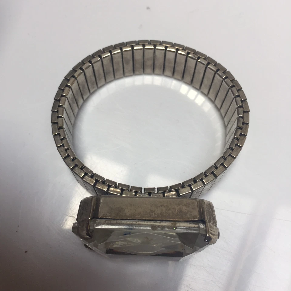 Pulsera elástica antigua vintage de plata de plástico diamante cristal REGALO Foto 4 de 4
