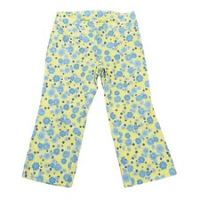 Vintage Lilly Pulitzer Pants Yellow Blue Floral Cropped Stretchy Sz 6