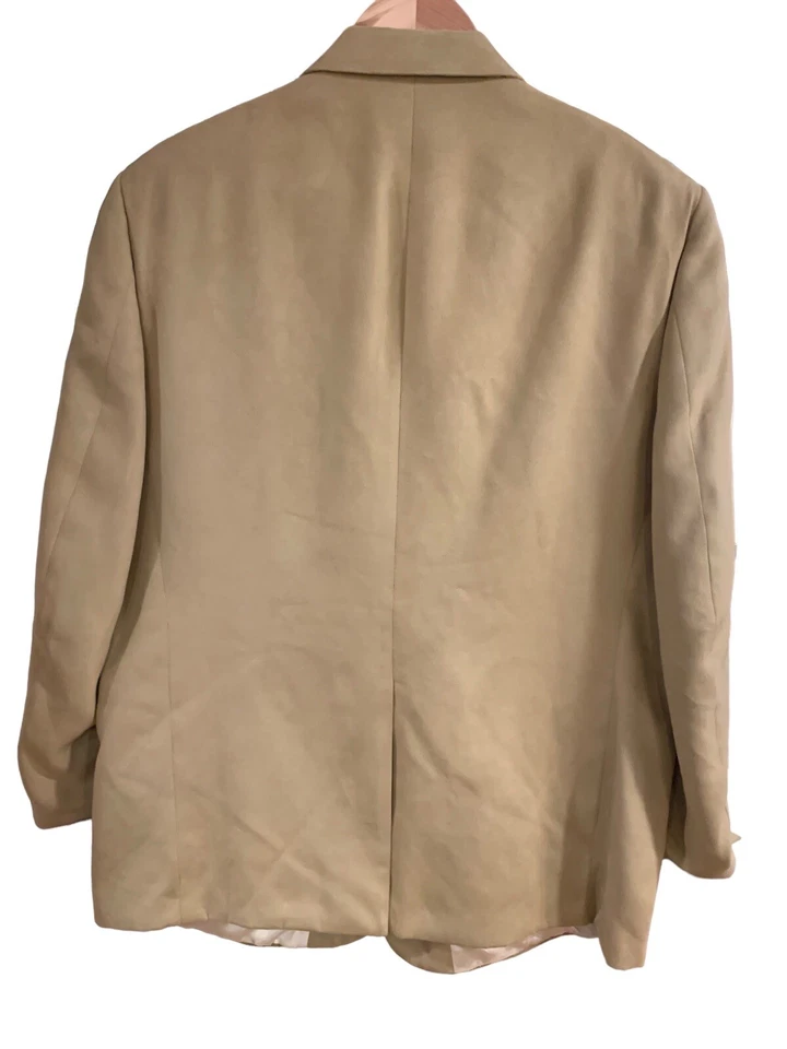 Vintage 70s Pierre Cardin size 42L Mens Suit Blazer Tan Suede 2 button ACTWU - Image 3 of 4