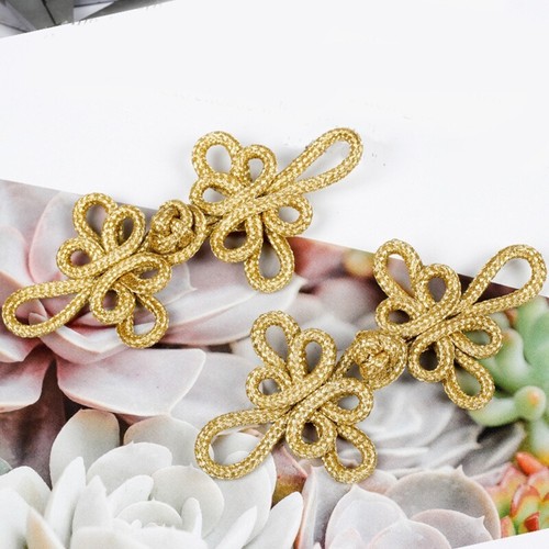Gold Wire Chinese Cheongsam Button Dragonfly Knot Fastener Closures - Picture 7 of 9
