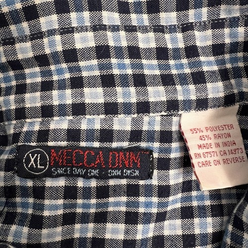 Mecca Dnm Button Down Shirt Men's XL Short Sleeve Blue Plaid Business Casual - Picture 10 of 11
