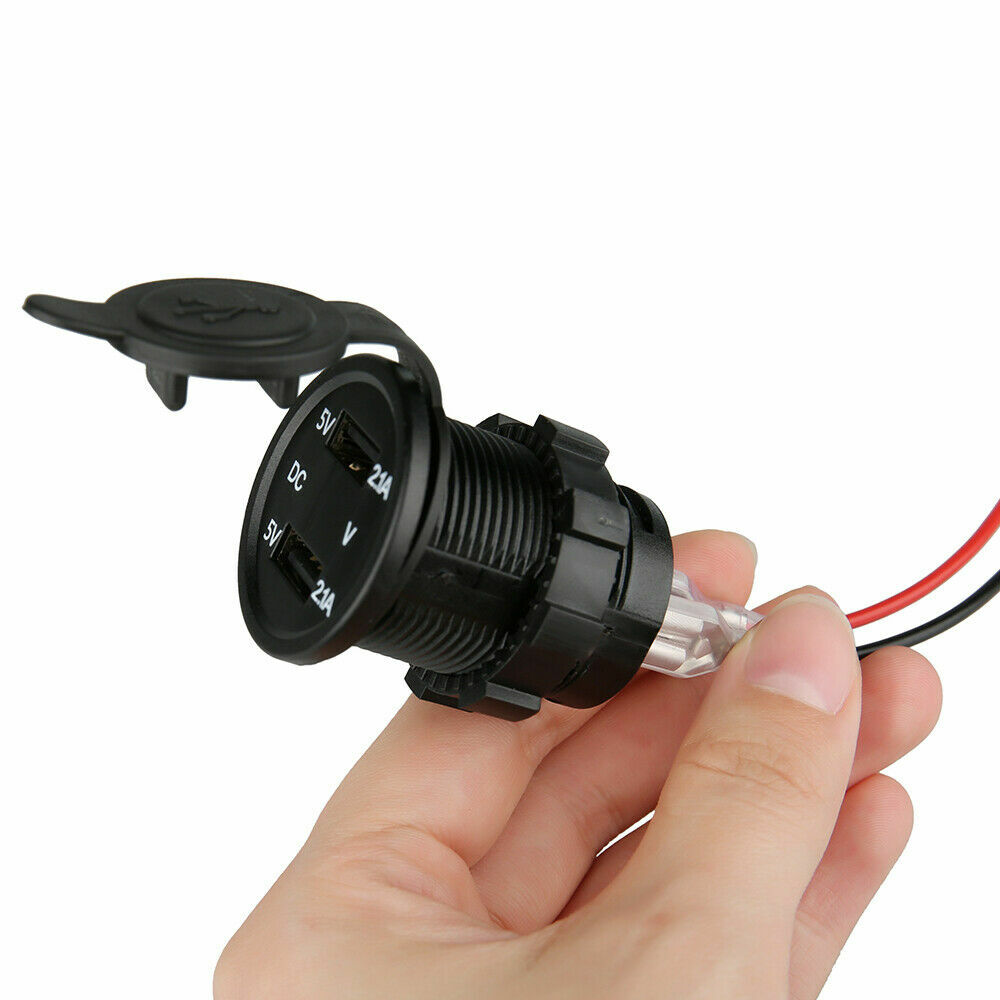 USB Buchse Einbau Kfz 12V Auto Zigarettenanzünder-Steckdose Mit Dual USB – 3.1A, 18W, Schwarz, Zum Einbau USB Ladestecker 12 V