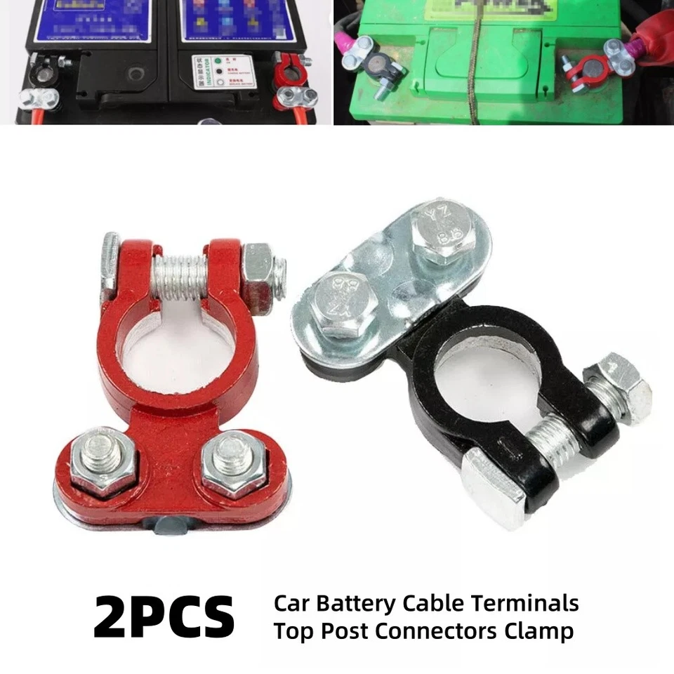 2 peças terminais de cabo de bateria de carro negativo positivo poste superior conectores conjunto de braçadeira - Imagem 2 de 4