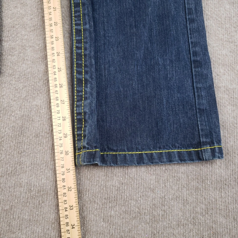 Pantalones de mezclilla Miskeen Jeans para hombre 29x31 azul amarillo bordado bolsillo patinador grunge Foto 3 de 4