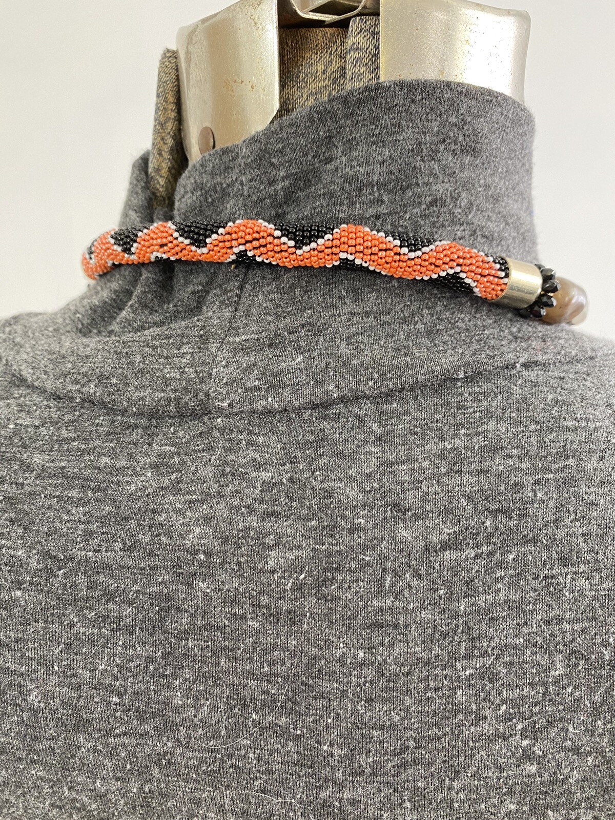 Semi-Precious Stone Artisan Statement Necklace Be… - image 3