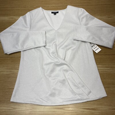 Blusa Para Mujer Alfani Manga Larga Vestir Frente Cruzado Metálico Talla M