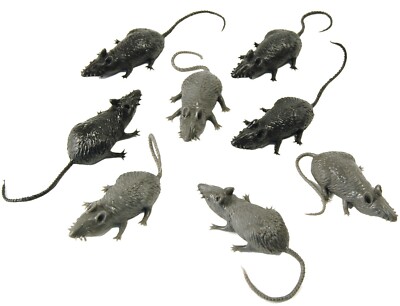 8 kleine echt aussehende eklige Mäuse Maus grau schwarz Halloween Tier