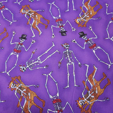 Happy Halloween BTY Possibilities Quilting Treasures Skeletons on Purple
