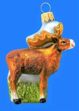 MED ELK EUROPEAN BLOWN GLASS CHRISTMAS TREE ORNAMENT ELCH