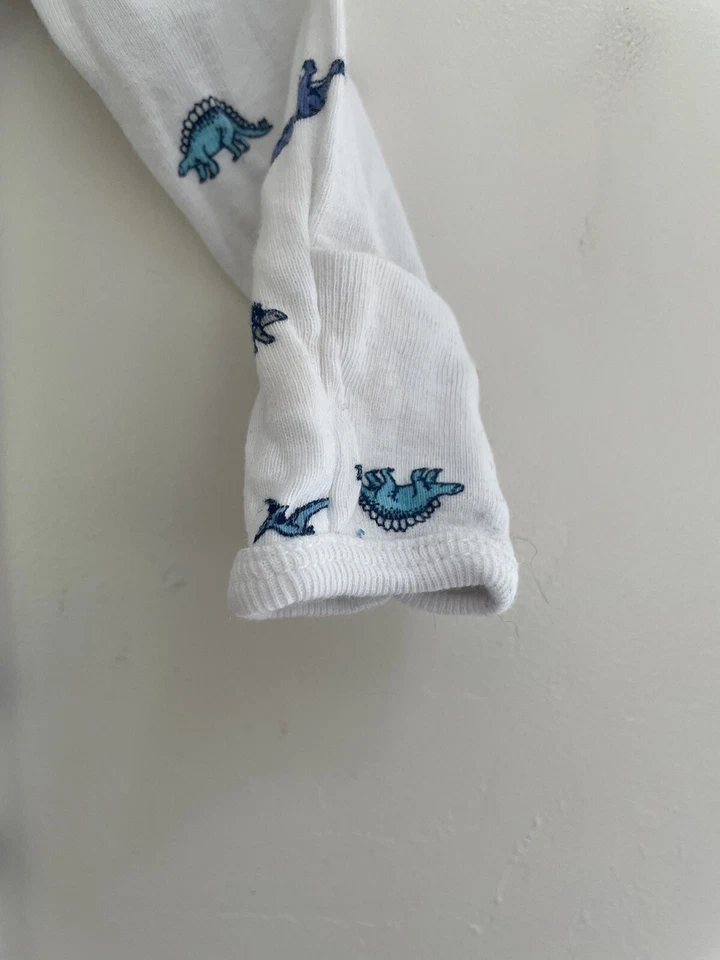 Carter's Baby Boys Colorful Dinosaur Print 100% Cotton Sleep & Play White NB - Image 4 of 4