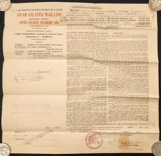 Genuine Lot of (2) 1929 Savannah GA South Atlantic Mail Line Bills of Lading