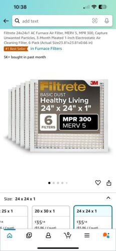 24x24x1 Filtrete MPR 300 AC Ofenluftfilter - 6er Pack - Bild 3 von 3
