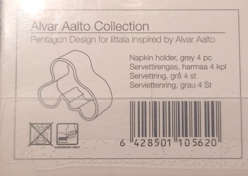 Alvar Aalto 4 piece PENTAGON Gray Napkin Rings NEW old stock - Picture 5 of 10