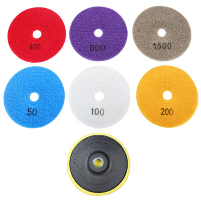 4 Inch Set Wet Dry Diamond Polishing Pads For Granite Concrete Marble Stone 7PCS