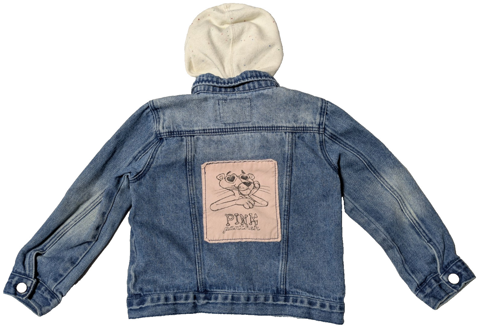 ZARA BABY GIRL x PINK PANTHER Toddlers 3/4 Removable Terry Hood Denim Jacket