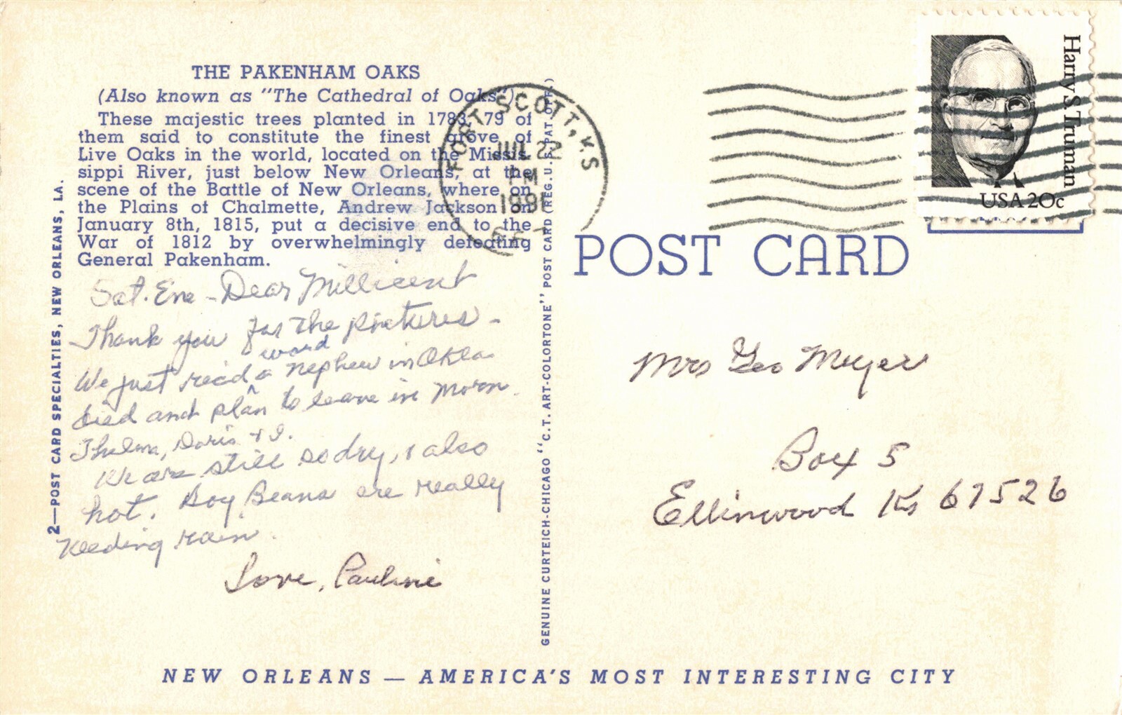 Circa 1991 The Pakenham Oaks, New Orleans, La. Postcard 2T5256 eBay