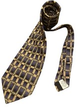 HONORS Made In The USA TIE Blue Beige Silk Necktie Mens Tie