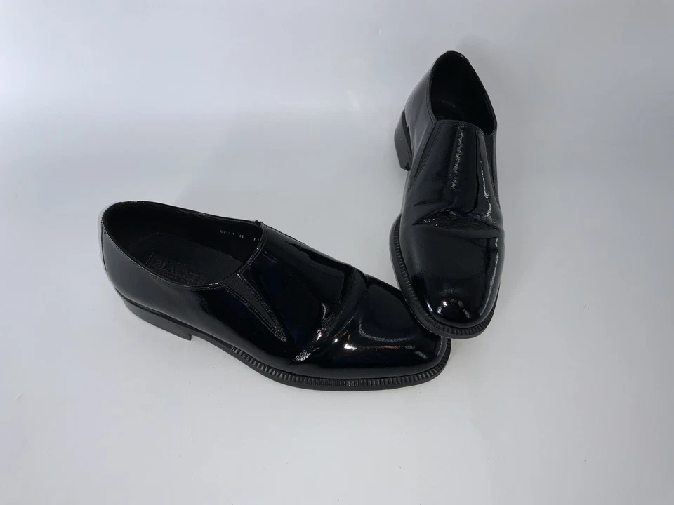 Zapatos mocasines sin cordones de esmoquin Stanley Blacker talla 11,5 Hombres Negro Italia YGI A1S-61 Foto 2 de 4