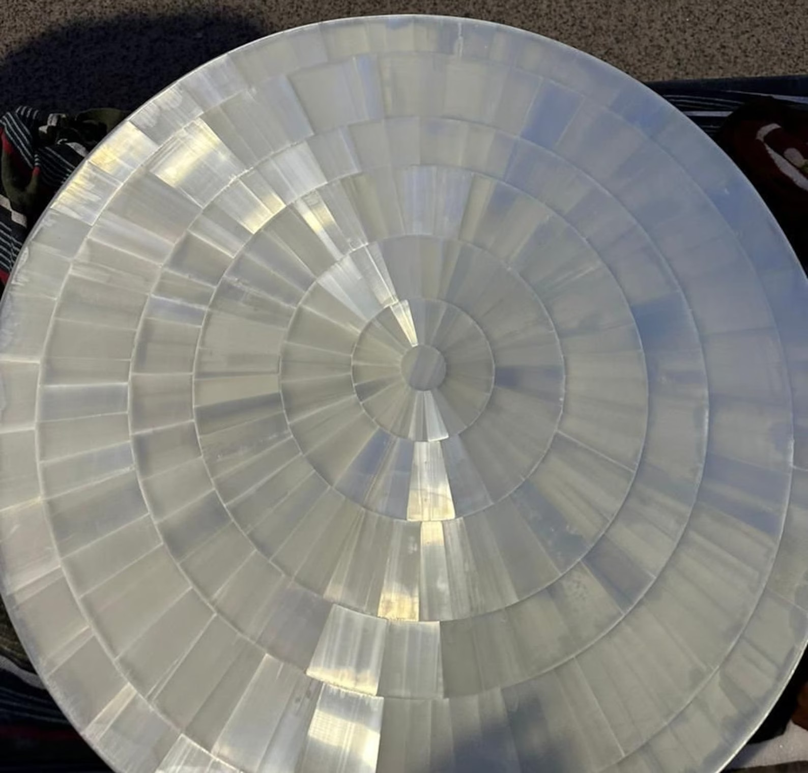 30" Selenite Table Top / Coffee Table Top Handmade Selenite Stones Work