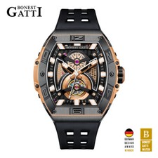 Orologio da polso meccanico automatico tourbillon cristallo zaffiro Bonest Gatti Tonneau