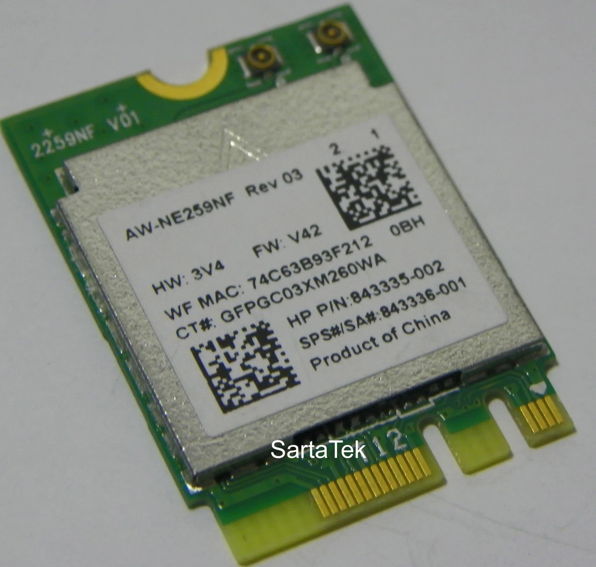 New HP SPS: 843336-001 Realtek RTL8188EE 802.11b/g/n NGFF AW  