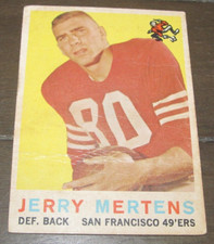 1959 Topps Set-Break # 42 Jerry Mertens NFL Football Card San Francisco 49ers