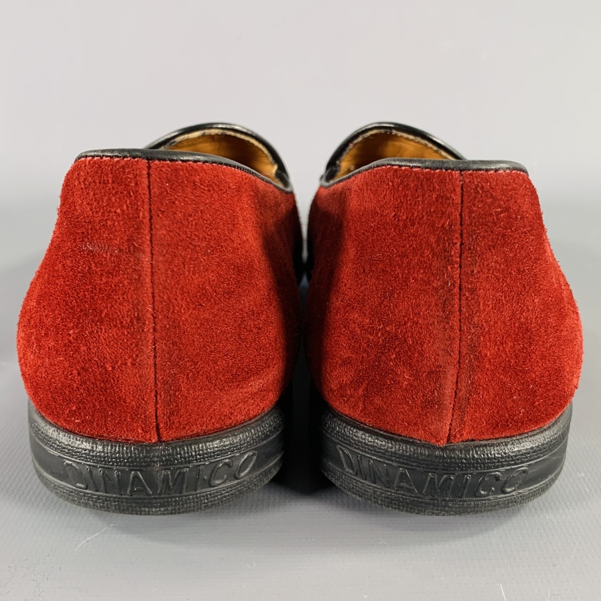 A.TESTONI Size 8 Burgundy Black Contrast Trim Suede Slip On 