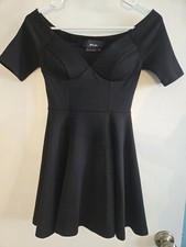 Nasty Gal Black Off Shoulder Skater Dress Sz XS