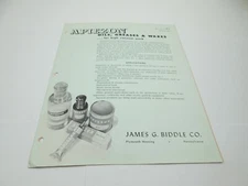 Vintage Ephemera 1962 Apiezon Brochure & Price List James G. Biddle Co