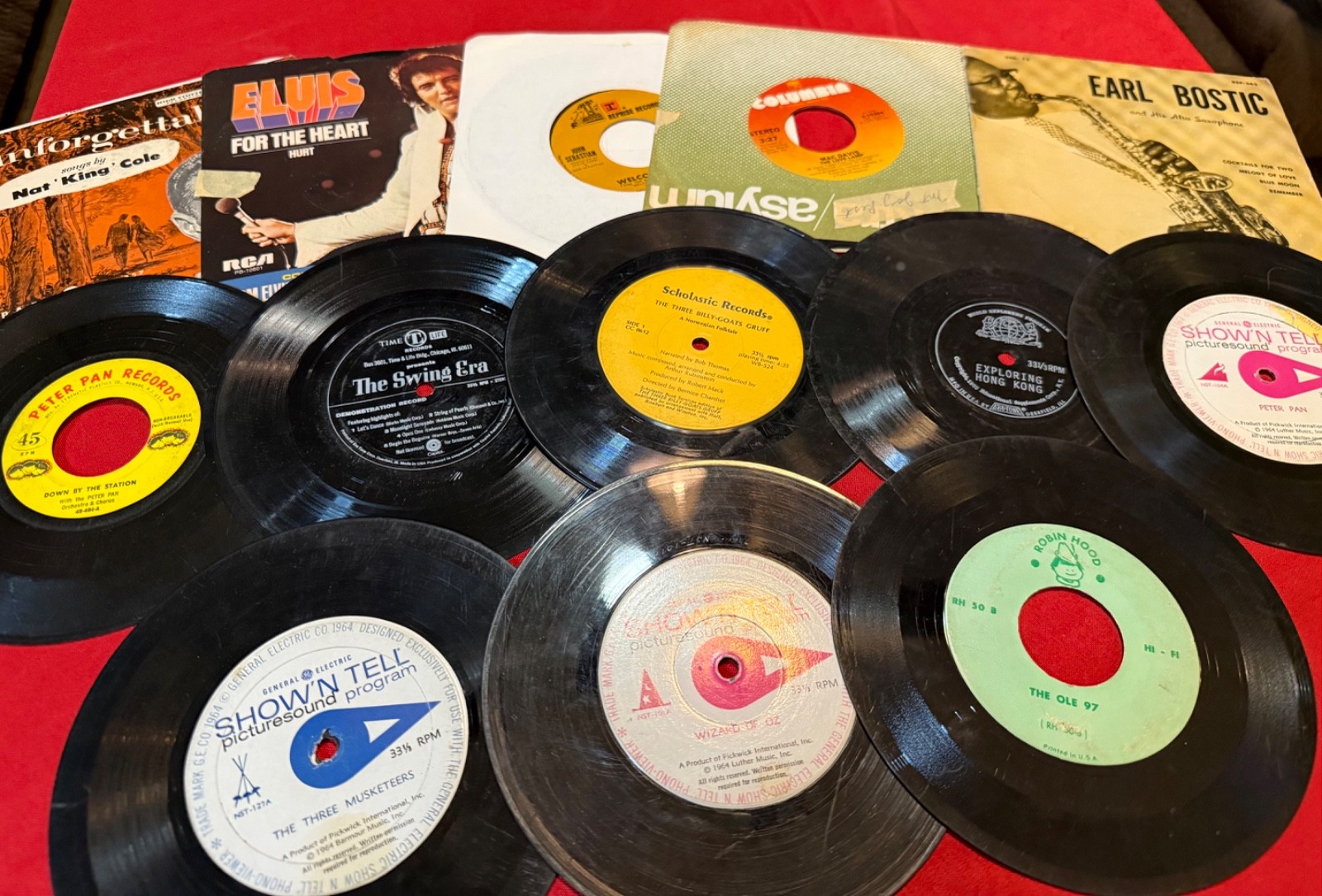Vintage Unsorted Lot of THIRTEEN 45 RPM Records—Estate Sale Find—Free Shipping