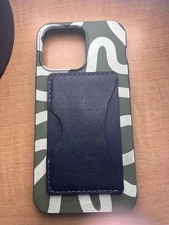 green Pela case + Woolly Made blue leather wallet for iPhone 14 Pro Max