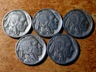Bulk Lot of Five (5) Last Year of Issue Nice 1938-D Buffalo Nickels M20