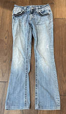 Miss Me Jeans Womens 27 Blue Signature Boot Embellished Rhinestones Bootcut