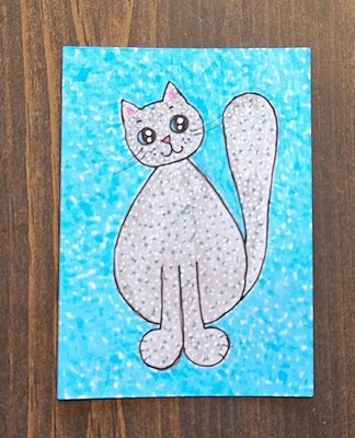 ACEO Original Sweet Kitty Cat Watercolor Cartoon Painting