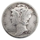 1934-D Mercury Dime G Good 90% Silver