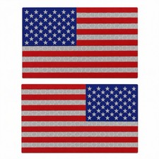 IR Reflective American Flag Patches Hook Loop Tactical Flags 3.5x2 2PC