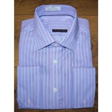 Marks and Spencer MENS LUXURY SHIRT Pure Cotton Twin Striped DOUBLE CUFF