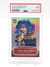 TERRY BRADSHAW 2024 DONRUSS OPTIC UPTOWNS PRIZM #25 STEELERS PSA 9 Q0004