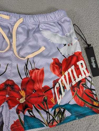 Civil Regime Mens Large Lilac True Bloom Mesh Shorts Drawstrings Basketball New - Picture 4 of 15